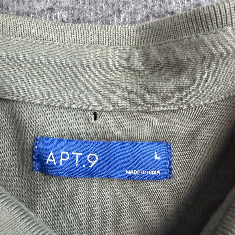 Apt 9 Polo Shirt Men's Large Olive Green Cotton Short Sleeve Pocket MA51K104RS1 - Picture 2 of 9